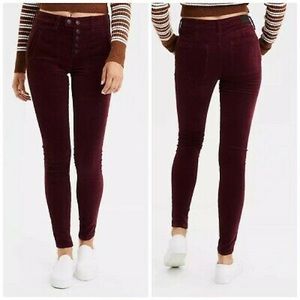 AEO Curvy Hi-Rise Burgundy Corduroy Jeans